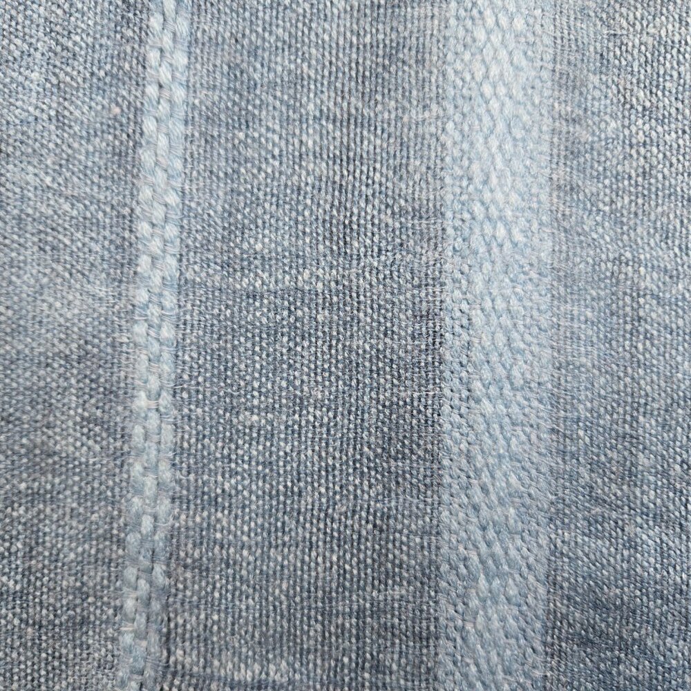 Linen Look Large Striped Wrap Scarf Shawl Blue - Picture 6 of 7